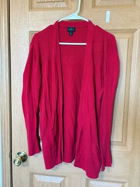 4/$20 - Worthington Red Open-Front Ribbed-Shoulder Cardigan
